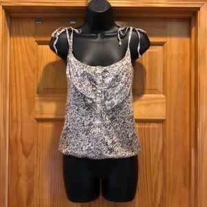 H&M Sleeveless Cream Floral Cotton Tank Top